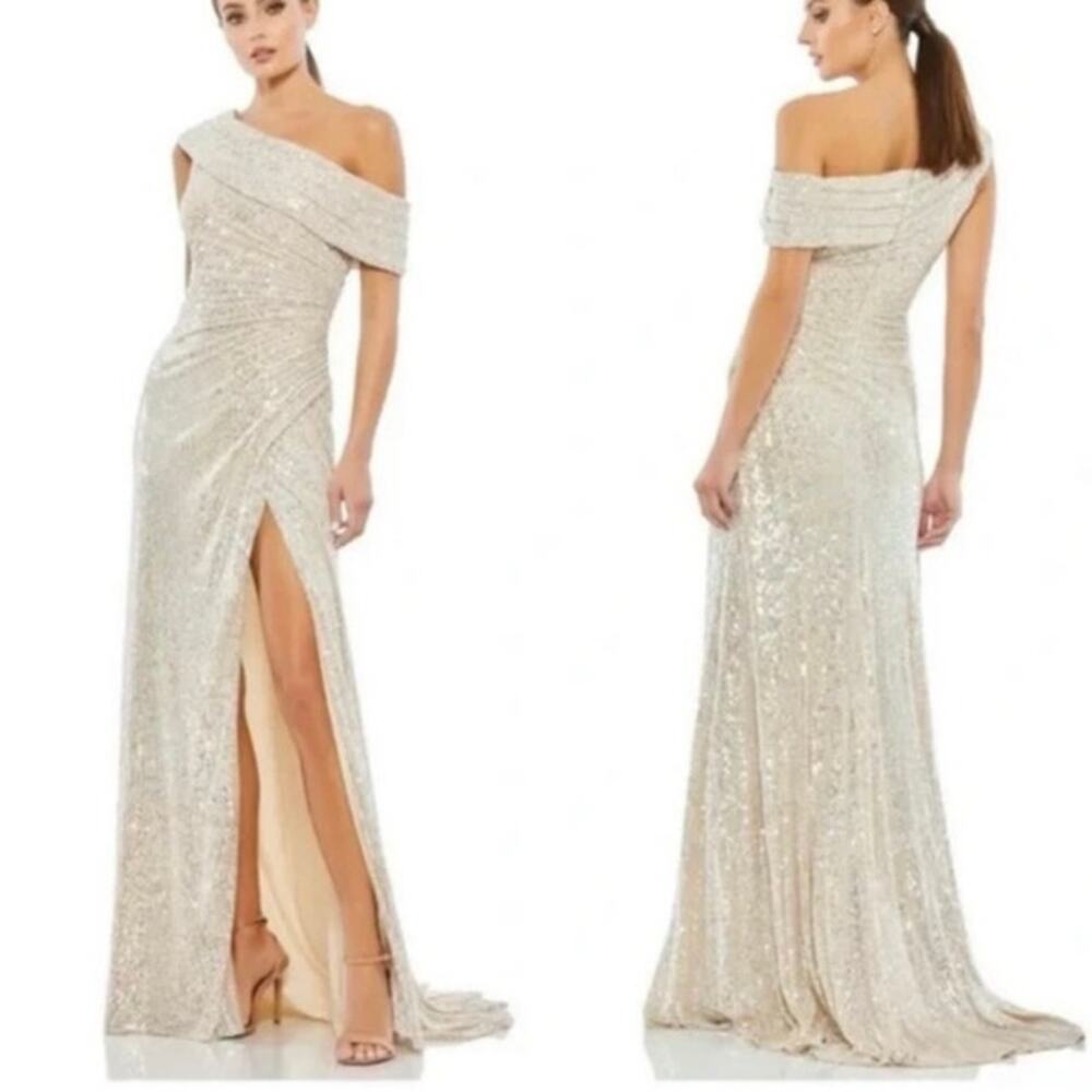 MAC DUGGAL 26550 One Shoulder Sequined Gown, Size 6, New with Tag MSRP $298